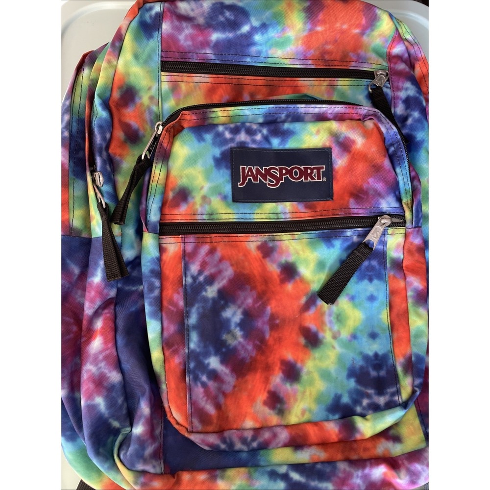 JANSPORT RED/MULTI HIPPIE DAYS BIG STUDENT SCHOOL BACKPACK/LAPTOP POUCH - Picture 3 of 8